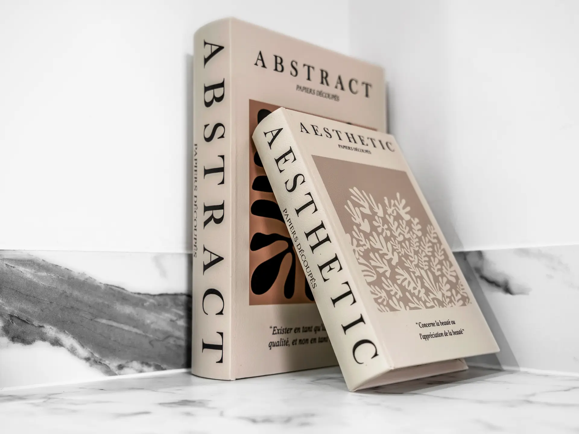 Curated apartment decor with books and marble detailing in Edinburgh